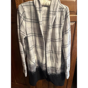 Cuddl Duds Size Large Ombre‎ Fleece Hooded Wrap Sweater **Pockets Blue